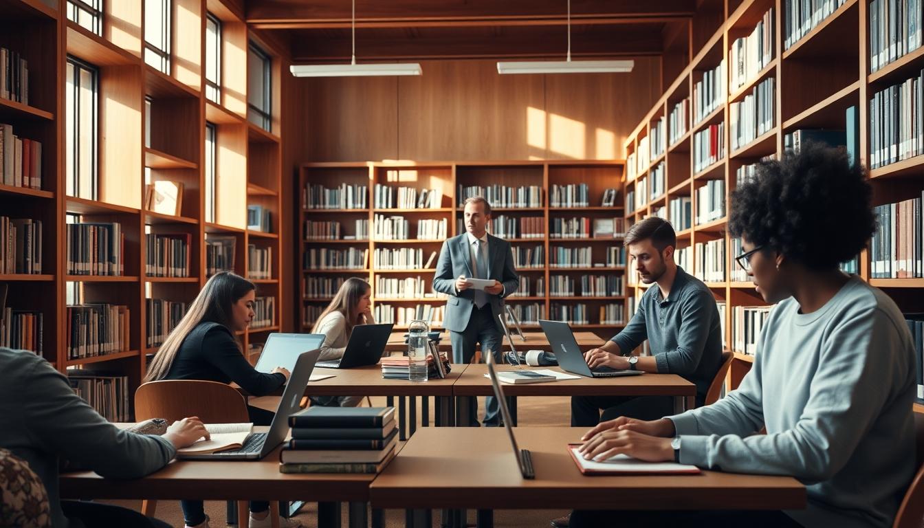 Students collaborating in study space